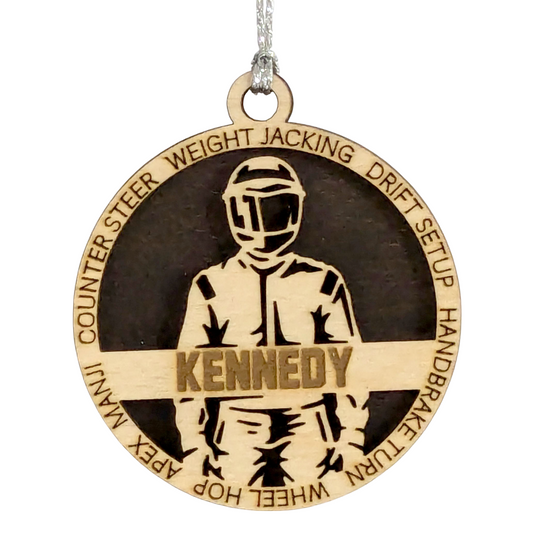 Personalized 3-Inch Handcrafted Wooden Car Racing Christmas Ornament - Unique Laser Cut Design - Customizable Holiday Decor for Racing Enthusiasts - Festive Keepsake for Car Lovers and Motorsport Fans
