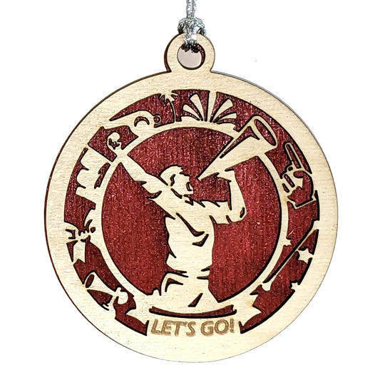 Cheerleading laser cut wood ornament