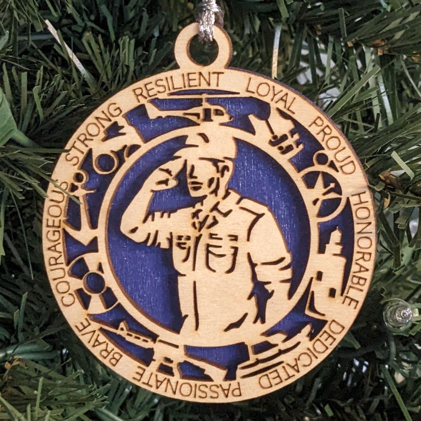 Men's Coast Guard Wooden Ornament - 3" Christmas Decoration with Service Symbols - Male Sailor - Made in Oregon, USA