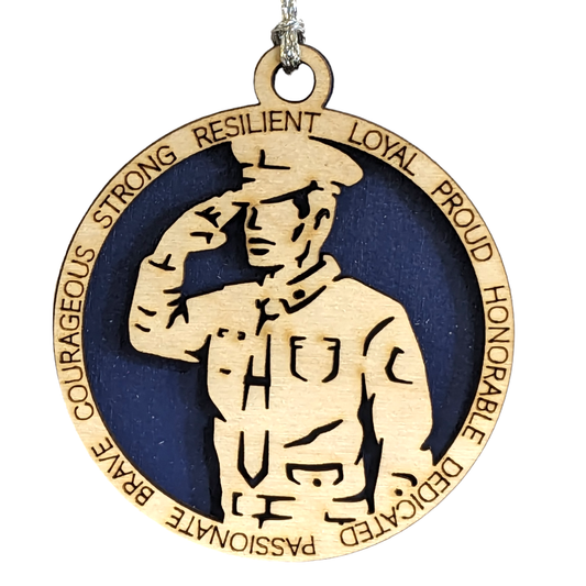 Male Coast Guard Christmas Ornament - 3" Wooden Laser Cut with Dress Uniform - Men in Military Gift - Customizable USA Made