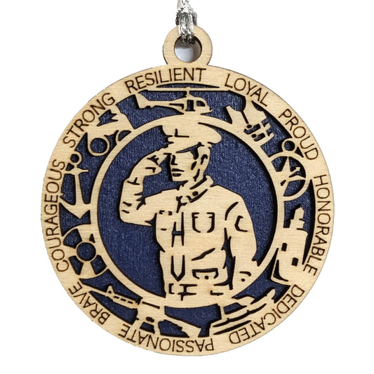 Male Coast Guard Sailor Ornament - 3" Wooden Christmas Decor - Formal Dress Uniform - Handmade in Oregon, USA