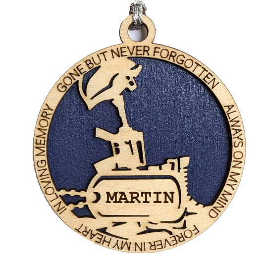 Personalized Coast Guard Battlefield Cross Wooden Christmas Ornament - Handcrafted Memorial Tribute with Custom Dog Tags
