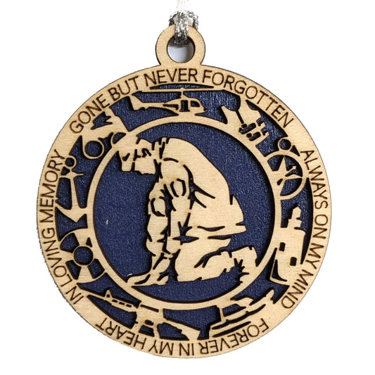 Coast Guard Sailor Memorial Wooden Ornament - Handcrafted 3" Christmas Tribute with Navy Icons