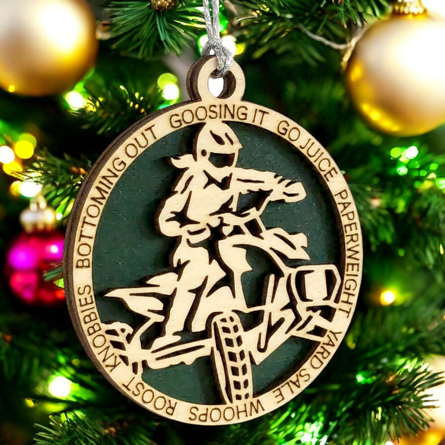 3" Laser Cut Handcrafted Wooden Personalized Female ATV Christmas Ornament - Custom Name, ATV Rider Holiday Decor, Unique Gift, Tree Decoration - Durable Wood Craftsmanship, ATV Enthusiast Keepsake
