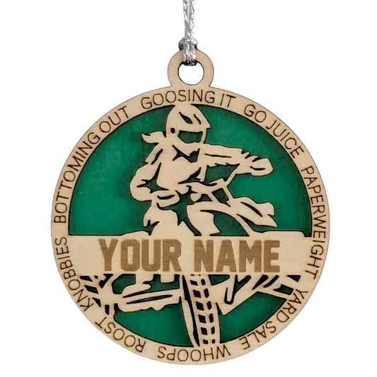 3" Laser Cut Handcrafted Wooden Personalized Female ATV Christmas Ornament - Custom Name, ATV Rider Holiday Decor, Unique Gift, Tree Decoration - Durable Wood Craftsmanship, ATV Enthusiast Keepsake