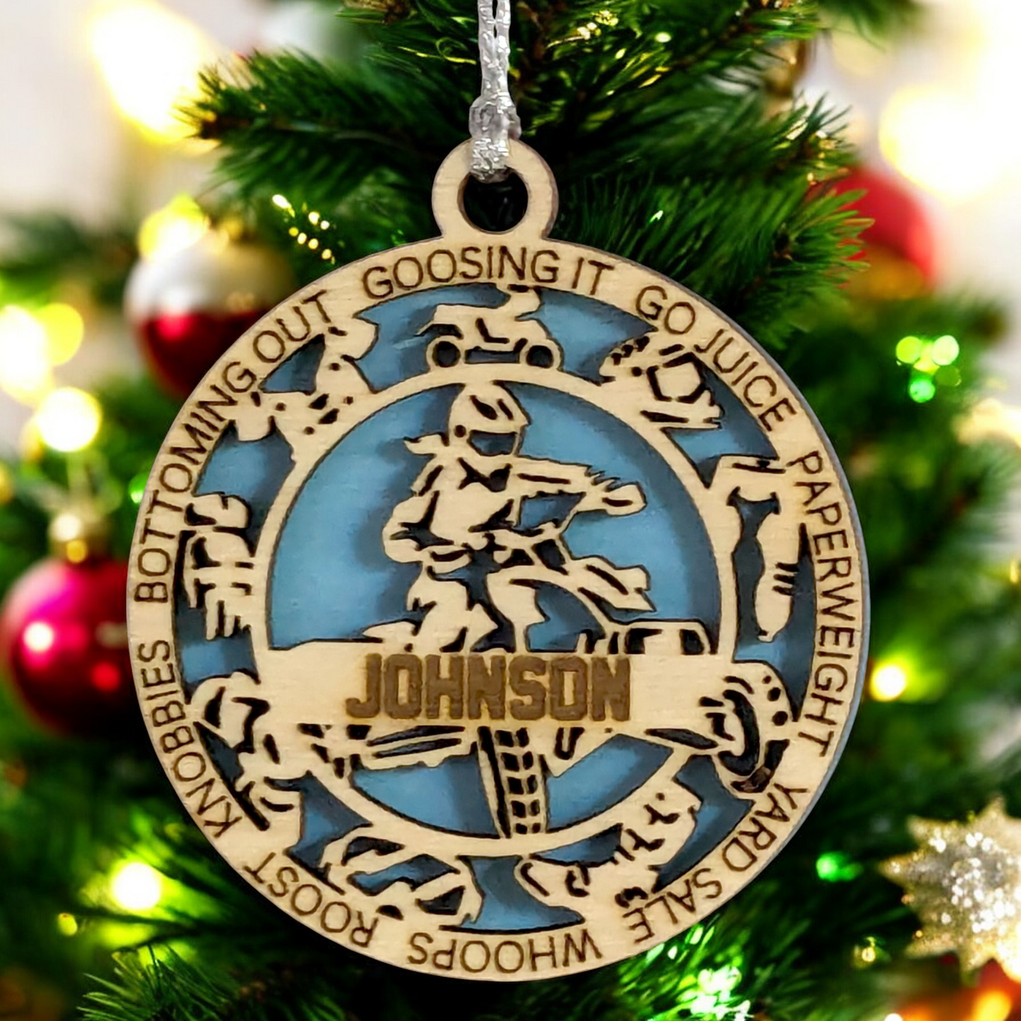 3" Laser Cut Handcrafted Wooden Personalized Female ATV Christmas Ornament - Custom Name, ATV Rider Holiday Decor, Unique Gift, Tree Decoration - Durable Wood Craftsmanship, ATV Enthusiast Keepsake