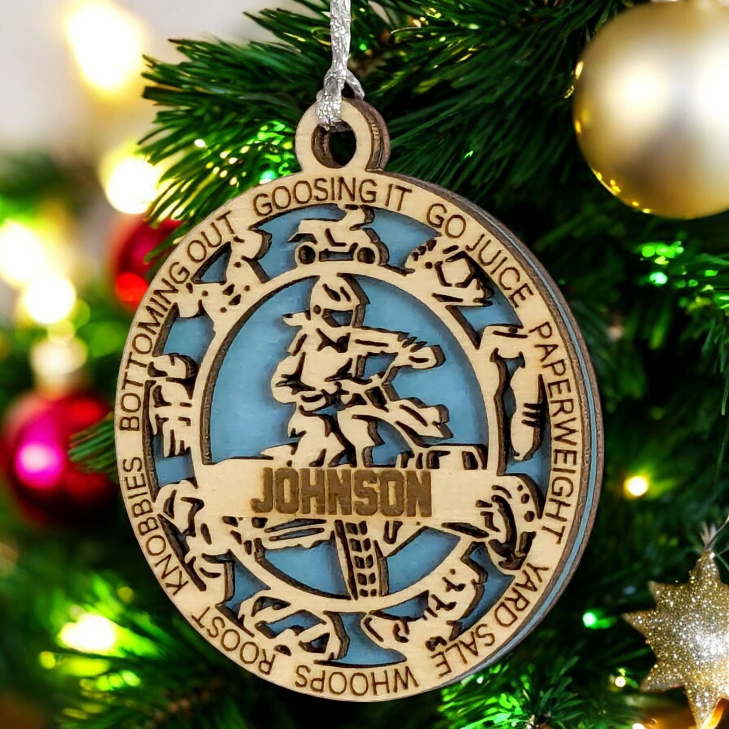 3" Laser Cut Handcrafted Wooden Personalized Female ATV Christmas Ornament - Custom Name, ATV Rider Holiday Decor, Unique Gift, Tree Decoration - Durable Wood Craftsmanship, ATV Enthusiast Keepsake