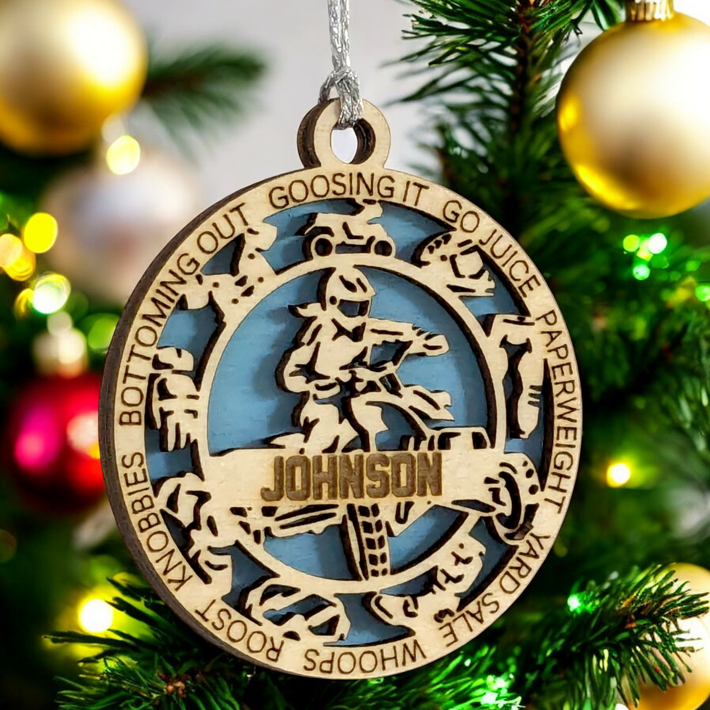3" Laser Cut Handcrafted Wooden Personalized Female ATV Christmas Ornament - Custom Name, ATV Rider Holiday Decor, Unique Gift, Tree Decoration - Durable Wood Craftsmanship, ATV Enthusiast Keepsake