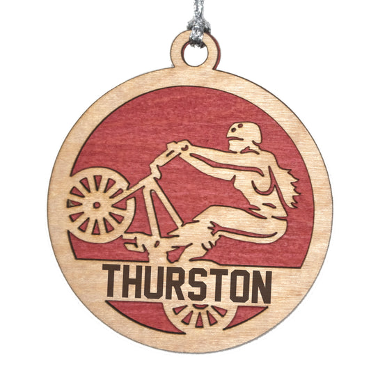 Female BMX laser cut personalized wood ornament