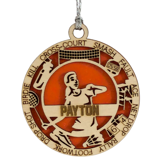 3" Personalized Female Badminton Christmas Ornament - Handcrafted Wood Laser Cut Decoration