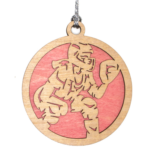 Female baseball/softball catcher laser cut wood ornament