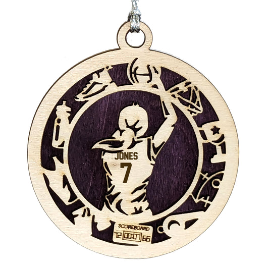Female Basketball laser cut personalized wood ornament