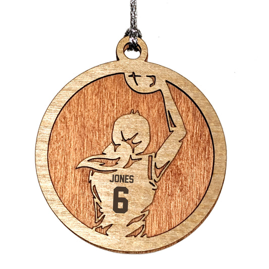 Female Basketball laser cut personalized wood ornament