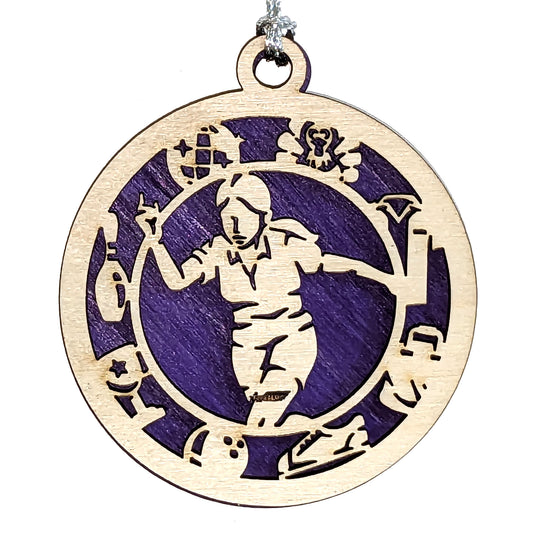 Female Bowling laser cut wood ornament