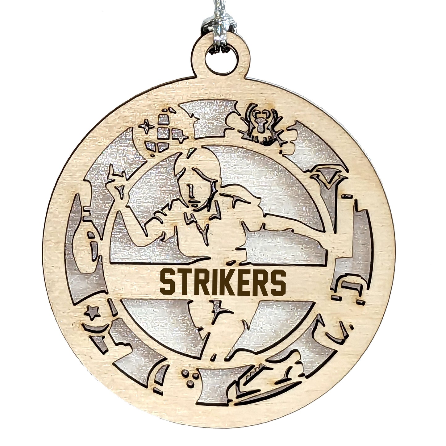 Female Bowling laser cut personalized wood ornament