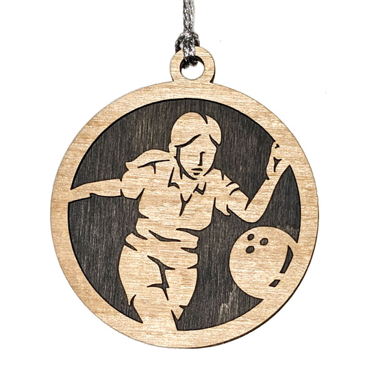 Female Bowling laser cut wood ornament