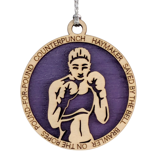 3" Personalized Female Boxing Christmas Ornament - Handcrafted Laser Cut Wood Decoration for Boxing Enthusiasts and Holiday Gift