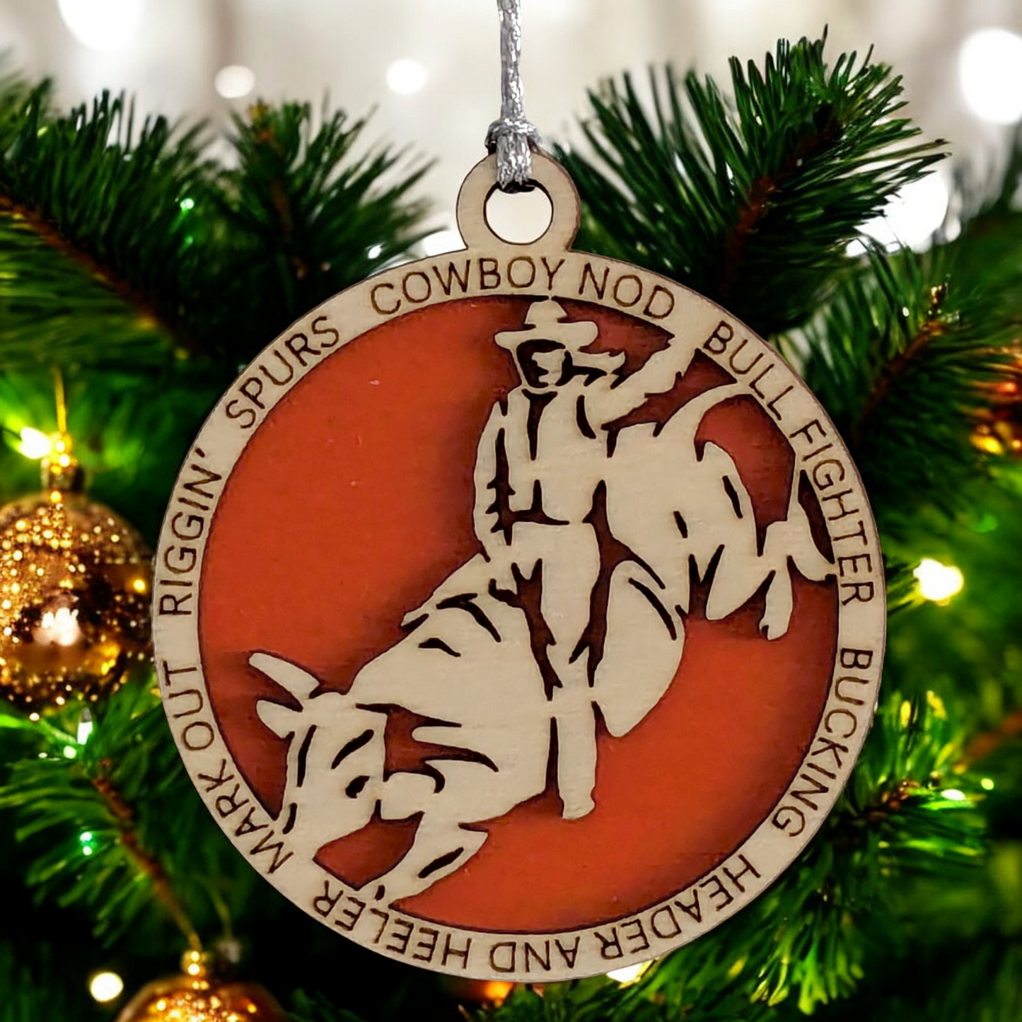 3" Handcrafted Personalized Female Bull Riding Christmas Ornament - Laser Cut Wood Rodeo Holiday Decor for Cowgirl Enthusiasts
