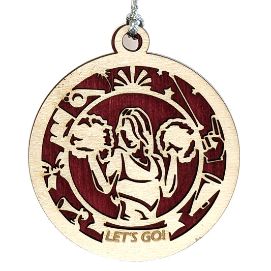 Female Cheerleading laser cut wood ornament