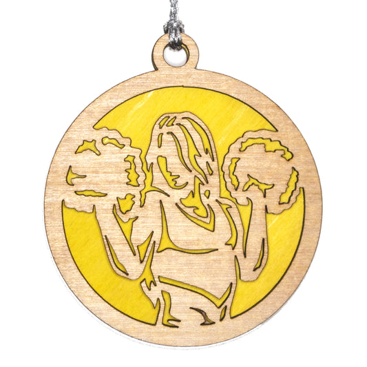 Female Cheerleading laser cut wood ornament