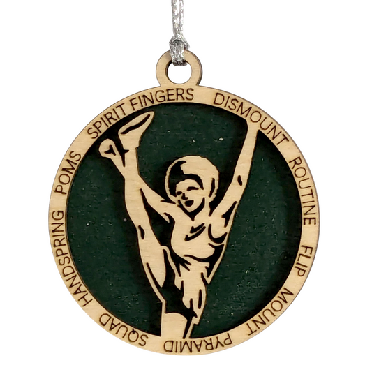Personalized 3" Handcrafted Wooden Female Cheerleading Christmas Ornament - Custom Cheerleader Holiday Decoration - Unique Gift for Cheer Enthusiasts