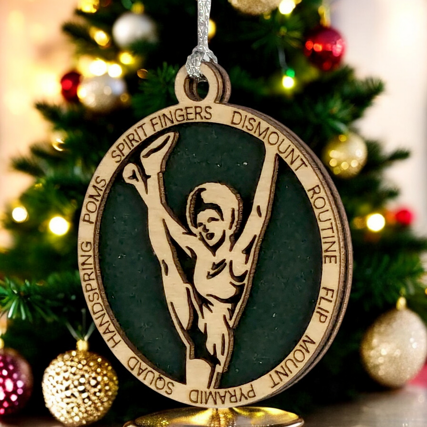 Personalized 3" Handcrafted Wooden Female Cheerleading Christmas Ornament - Custom Cheerleader Holiday Decoration - Unique Gift for Cheer Enthusiasts