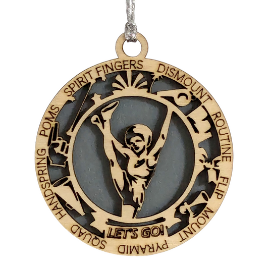 Personalized 3" Handcrafted Wooden Female Cheerleading Christmas Ornament - Custom Cheerleader Holiday Decoration - Unique Gift for Cheer Enthusiasts