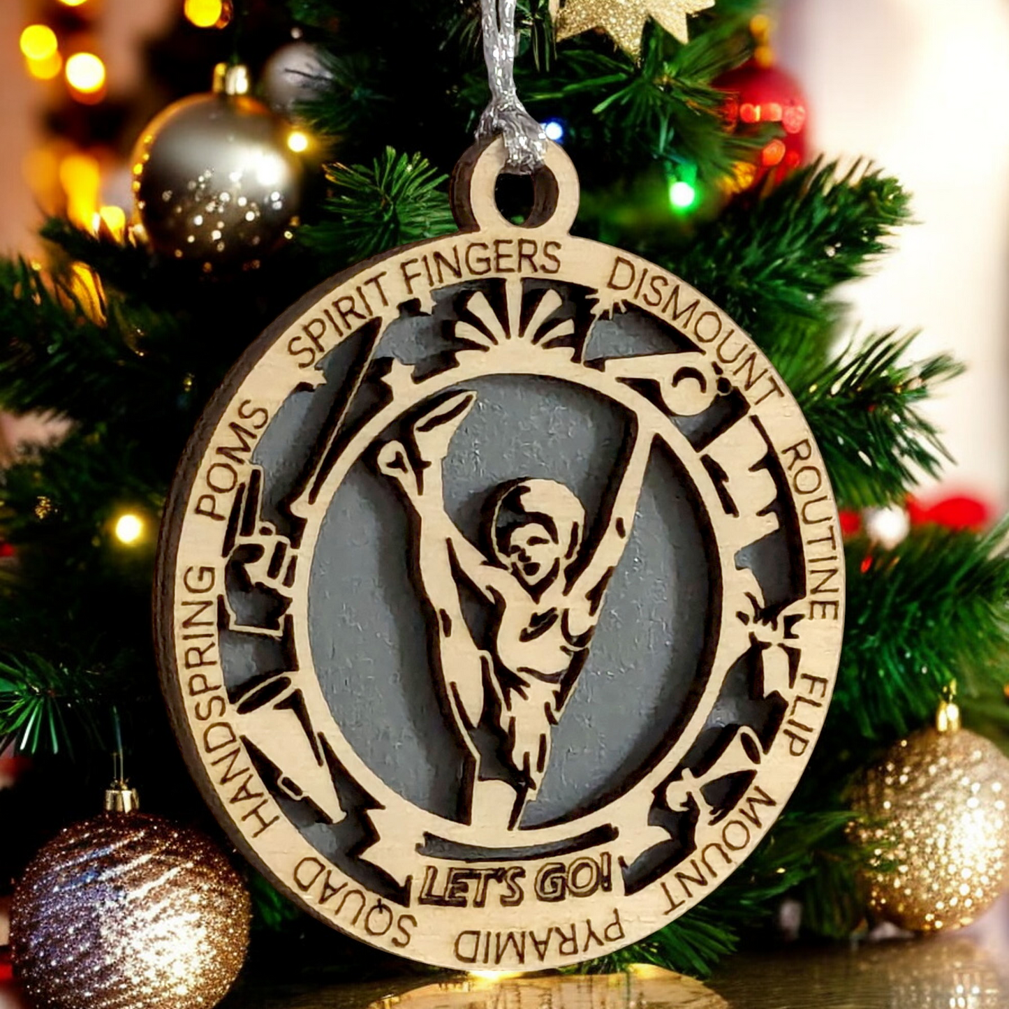 Personalized 3" Handcrafted Wooden Female Cheerleading Christmas Ornament - Custom Cheerleader Holiday Decoration - Unique Gift for Cheer Enthusiasts