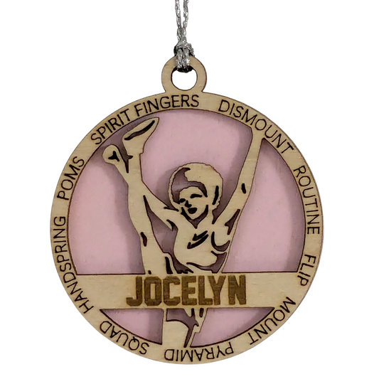 Personalized 3" Handcrafted Wooden Female Cheerleading Christmas Ornament - Custom Cheerleader Holiday Decoration - Unique Gift for Cheer Enthusiasts