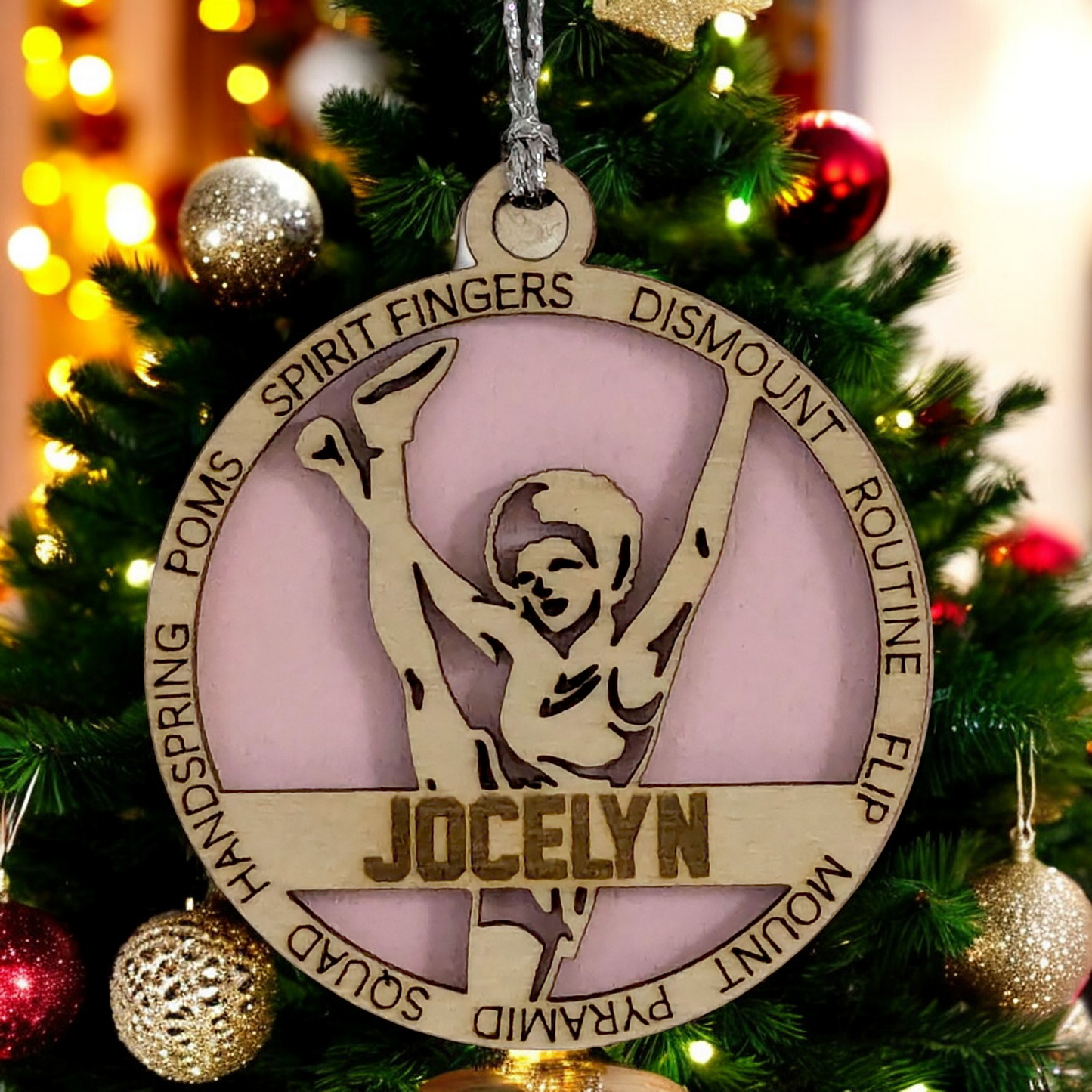 Personalized 3" Handcrafted Wooden Female Cheerleading Christmas Ornament - Custom Cheerleader Holiday Decoration - Unique Gift for Cheer Enthusiasts