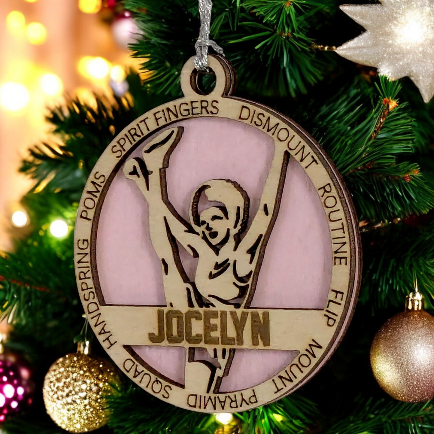 Personalized 3" Handcrafted Wooden Female Cheerleading Christmas Ornament - Custom Cheerleader Holiday Decoration - Unique Gift for Cheer Enthusiasts