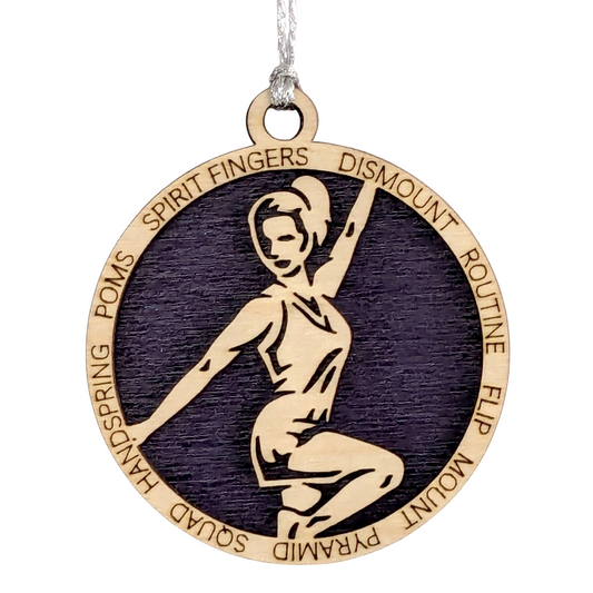 Personalized 3" Handcrafted Wooden Female Cheerleading Christmas Ornament - Custom Cheerleader Holiday Decoration - Unique Gift for Cheer Enthusiasts