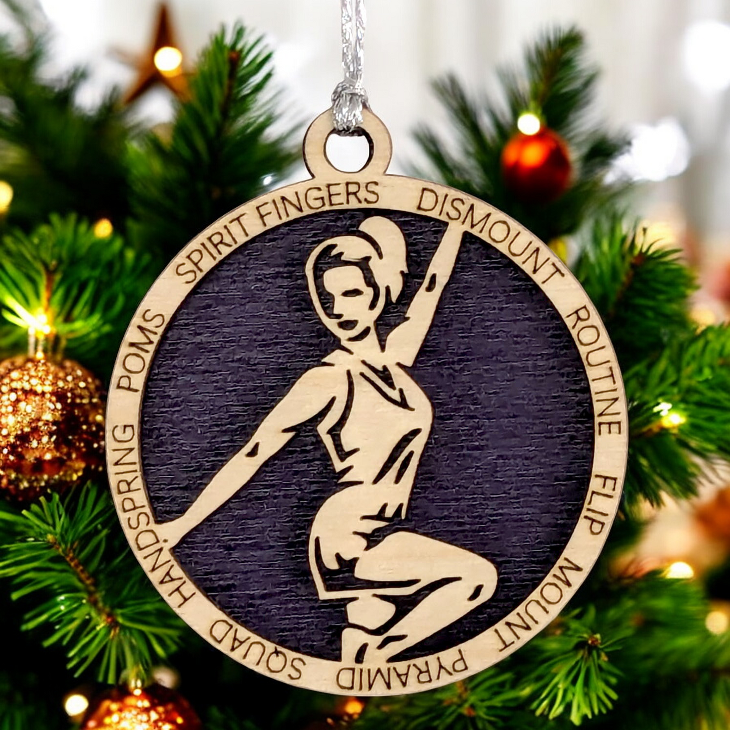Personalized 3" Handcrafted Wooden Female Cheerleading Christmas Ornament - Custom Cheerleader Holiday Decoration - Unique Gift for Cheer Enthusiasts