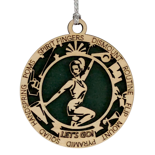 Personalized 3" Handcrafted Wooden Female Cheerleading Christmas Ornament - Custom Cheerleader Holiday Decoration - Unique Gift for Cheer Enthusiasts