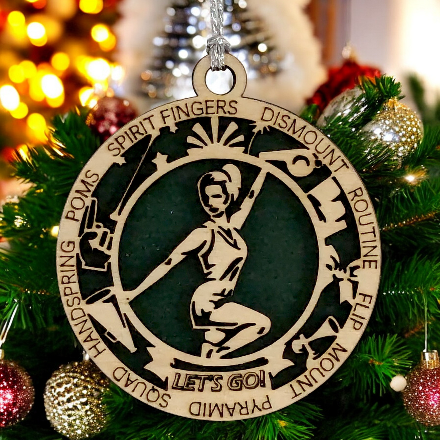 Personalized 3" Handcrafted Wooden Female Cheerleading Christmas Ornament - Custom Cheerleader Holiday Decoration - Unique Gift for Cheer Enthusiasts