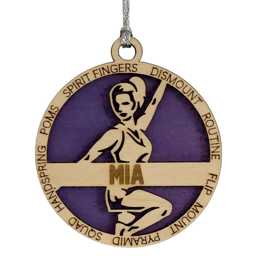 Personalized 3" Handcrafted Wooden Female Cheerleading Christmas Ornament - Custom Cheerleader Holiday Decoration - Unique Gift for Cheer Enthusiasts