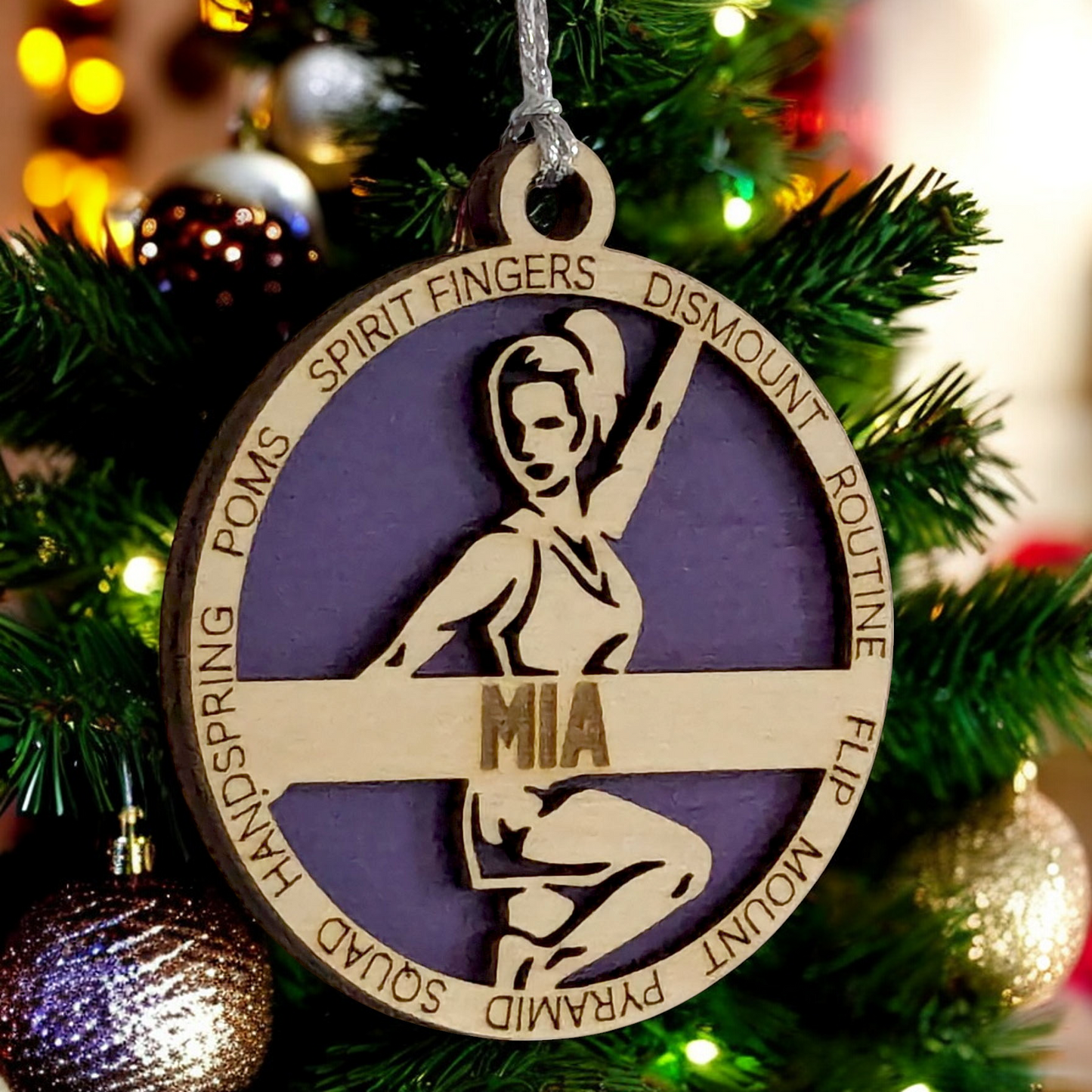 Personalized 3" Handcrafted Wooden Female Cheerleading Christmas Ornament - Custom Cheerleader Holiday Decoration - Unique Gift for Cheer Enthusiasts