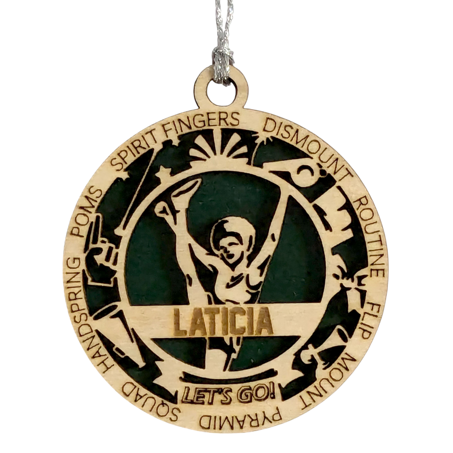 Personalized 3" Handcrafted Wooden Female Cheerleading Christmas Ornament - Custom Cheerleader Holiday Decoration - Unique Gift for Cheer Enthusiasts