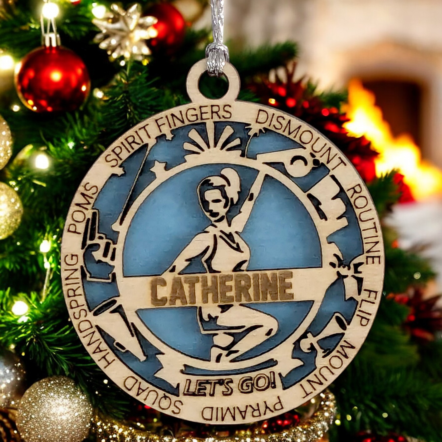 Personalized 3" Handcrafted Wooden Female Cheerleading Christmas Ornament - Custom Cheerleader Holiday Decoration - Unique Gift for Cheer Enthusiasts