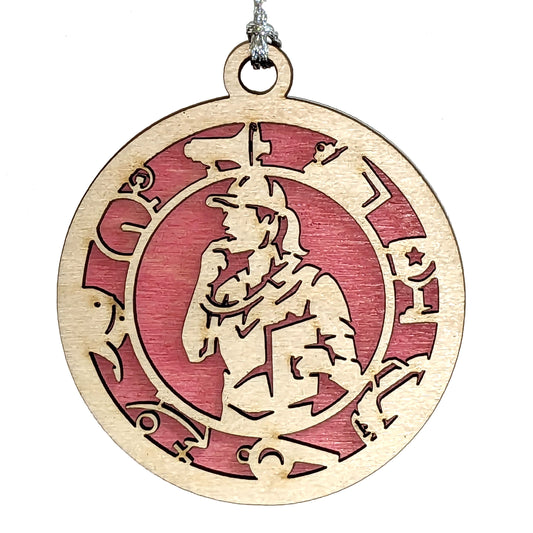 Female Coach laser cut wood ornament