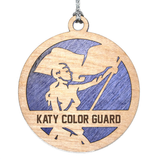 Female Colorguard laser cut personalized wood ornament