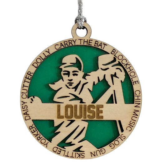 3" Personalized Handcrafted Wooden Female Cricket Christmas Ornament - Customizable Cricket Sport Theme Holiday Decoration - Perfect Gift for Cricket Enthusiasts and Female Athletes