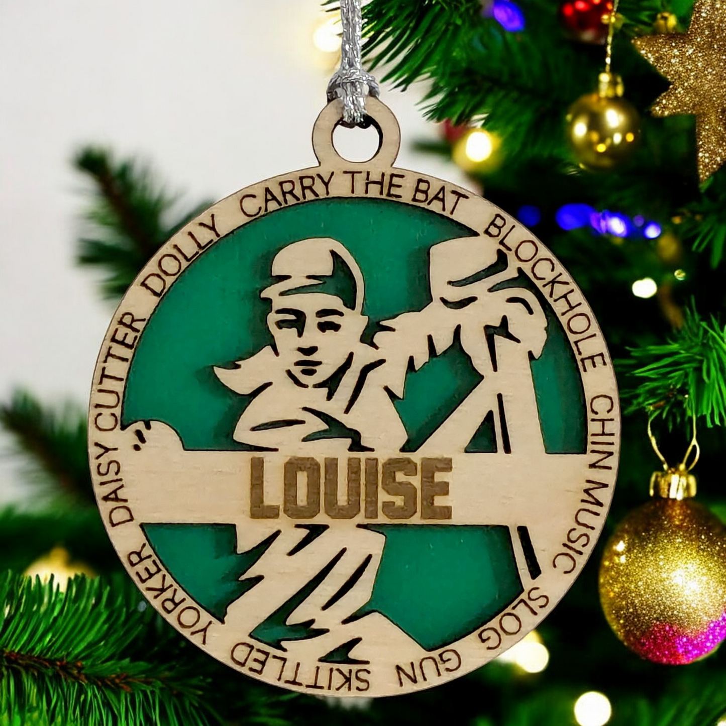 3" Personalized Handcrafted Wooden Female Cricket Christmas Ornament - Customizable Cricket Sport Theme Holiday Decoration - Perfect Gift for Cricket Enthusiasts and Female Athletes