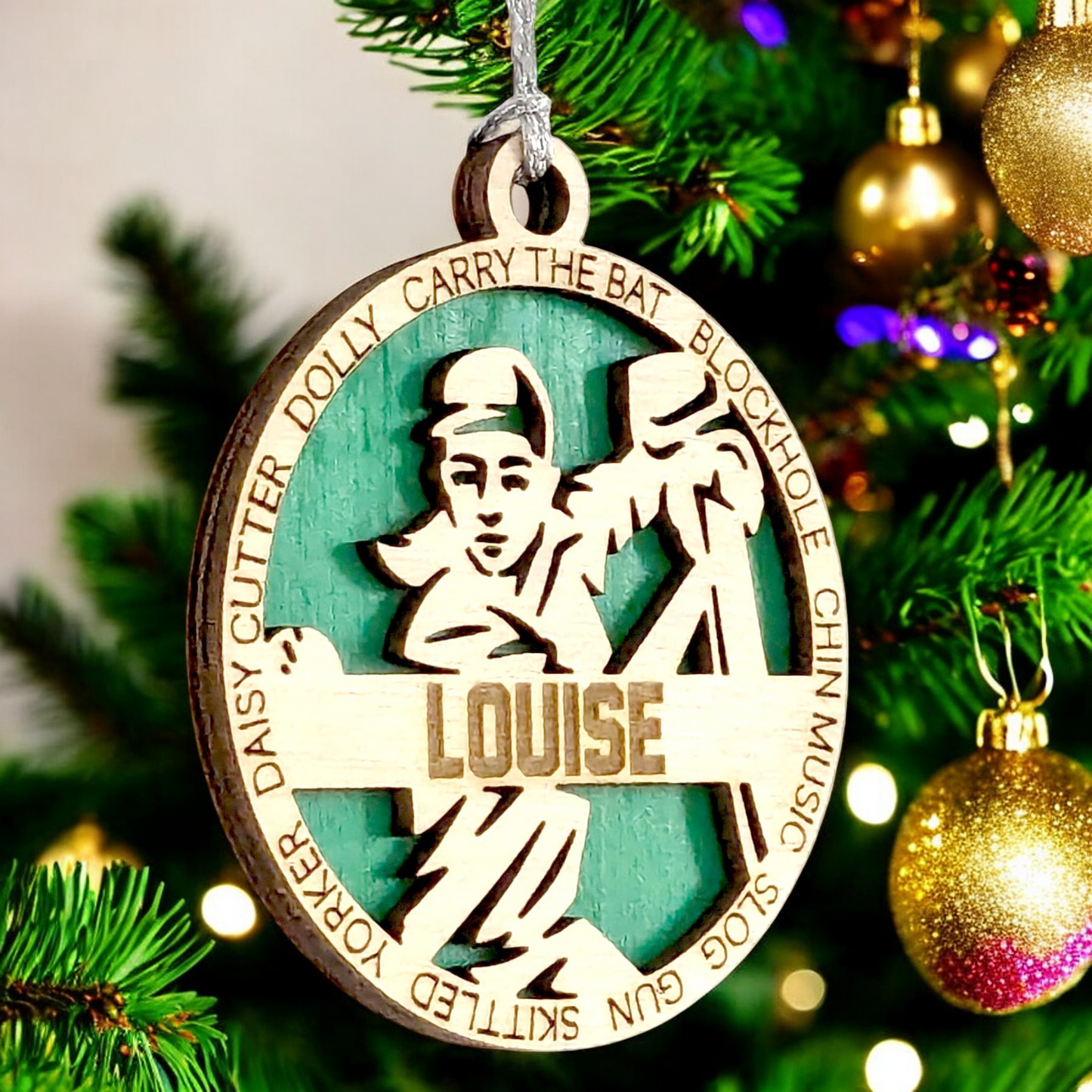 3" Personalized Handcrafted Wooden Female Cricket Christmas Ornament - Customizable Cricket Sport Theme Holiday Decoration - Perfect Gift for Cricket Enthusiasts and Female Athletes