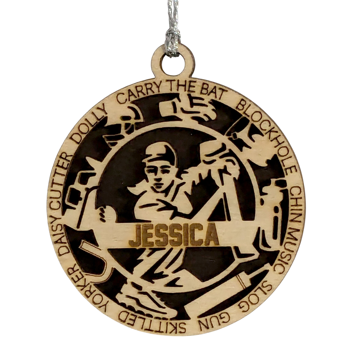 3" Personalized Handcrafted Wooden Female Cricket Christmas Ornament - Customizable Cricket Sport Theme Holiday Decoration - Perfect Gift for Cricket Enthusiasts and Female Athletes