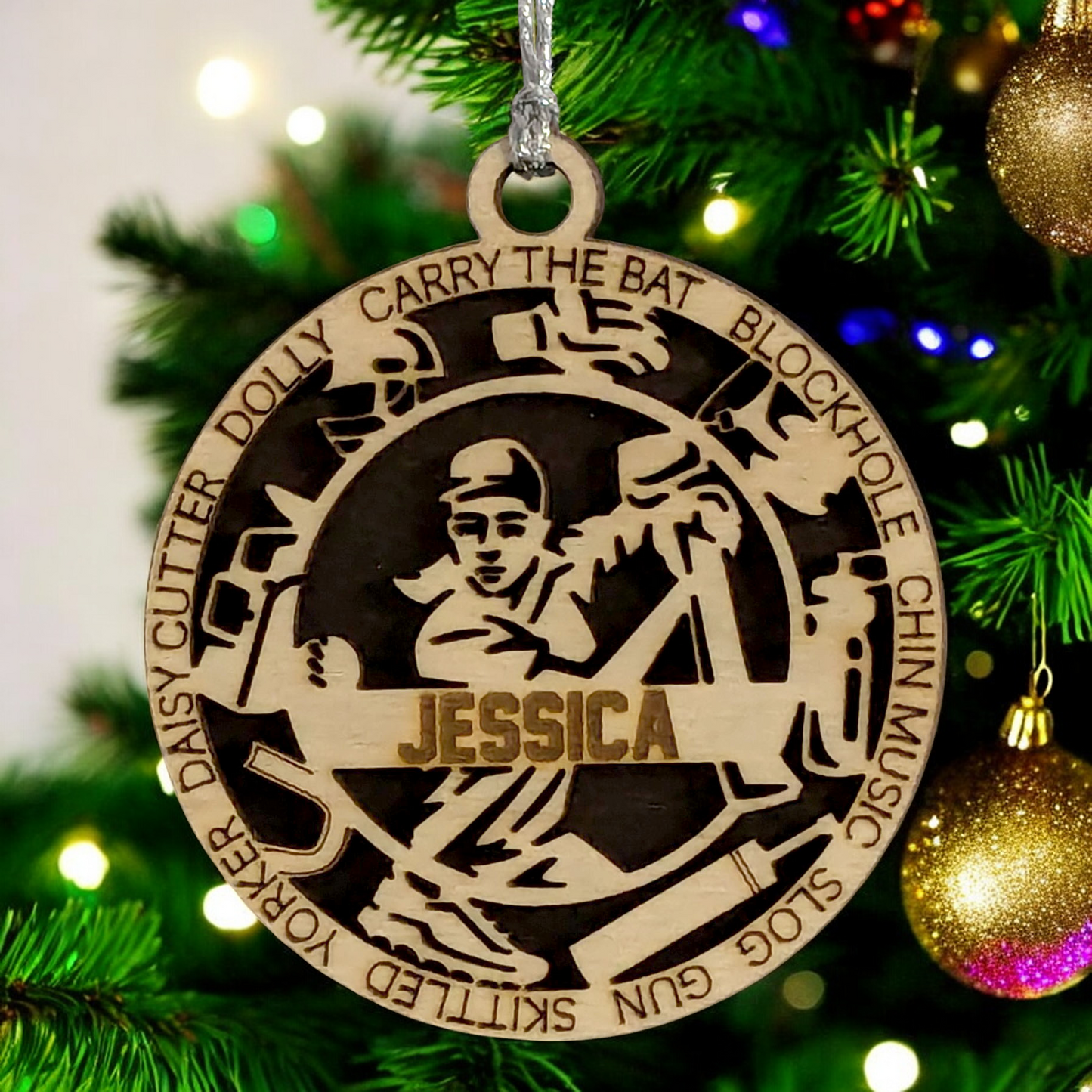 3" Personalized Handcrafted Wooden Female Cricket Christmas Ornament - Customizable Cricket Sport Theme Holiday Decoration - Perfect Gift for Cricket Enthusiasts and Female Athletes
