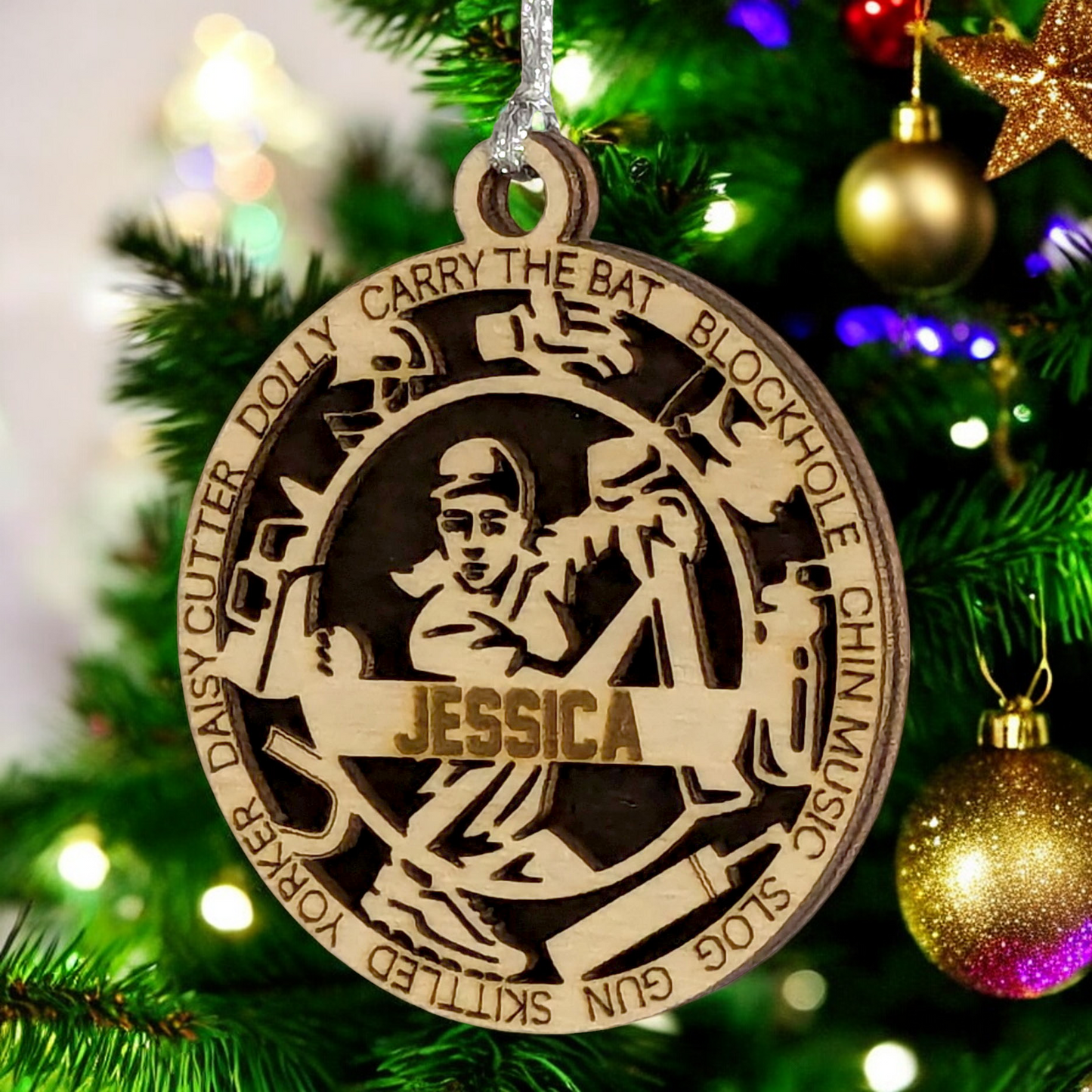 3" Personalized Handcrafted Wooden Female Cricket Christmas Ornament - Customizable Cricket Sport Theme Holiday Decoration - Perfect Gift for Cricket Enthusiasts and Female Athletes