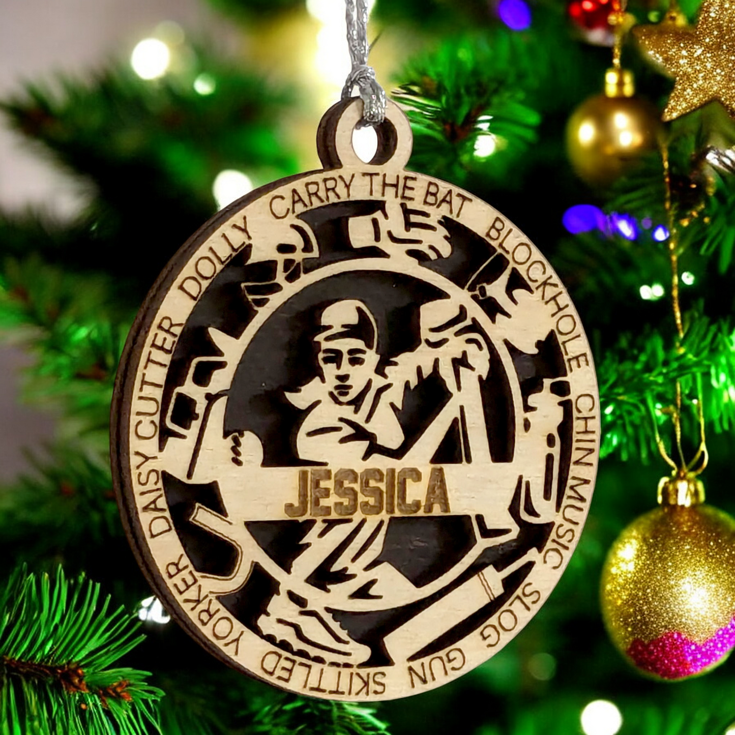 3" Personalized Handcrafted Wooden Female Cricket Christmas Ornament - Customizable Cricket Sport Theme Holiday Decoration - Perfect Gift for Cricket Enthusiasts and Female Athletes