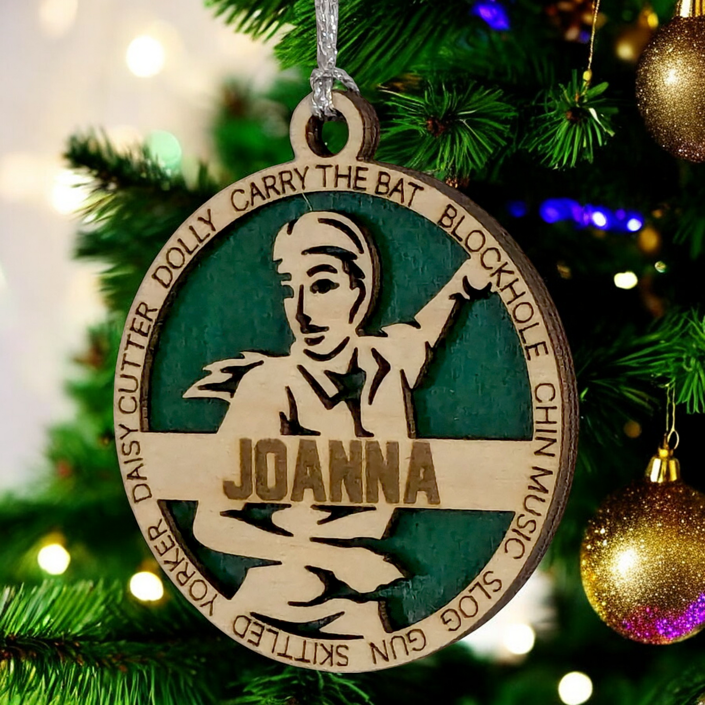 3" Personalized Handcrafted Wooden Female Cricket Christmas Ornament - Customizable Cricket Sport Theme Holiday Decoration - Perfect Gift for Cricket Enthusiasts and Female Athletes