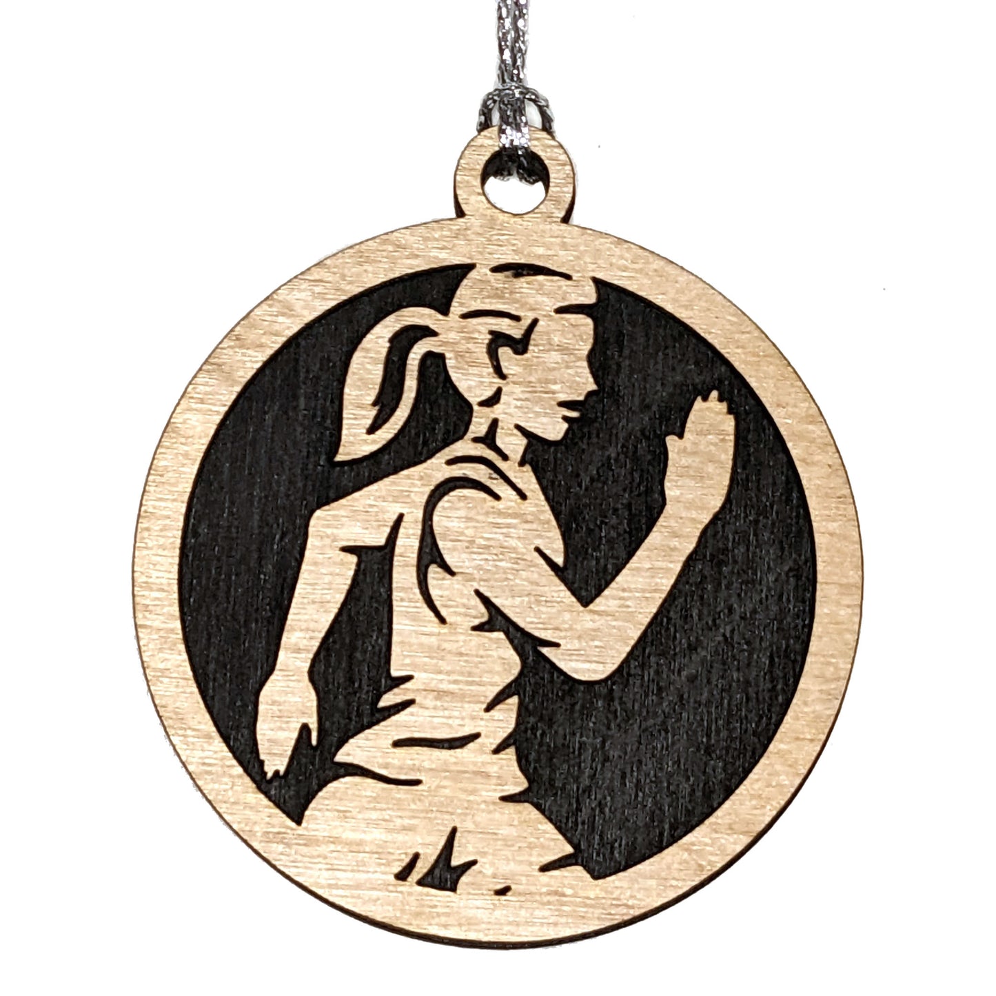 Female Cross Country Runner laser cut wood ornament
